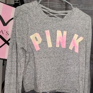 Victoria Secret-PINK cropped l/s open back tee